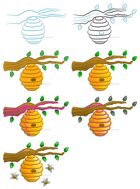 drawing hive|bee hive drawing easy.